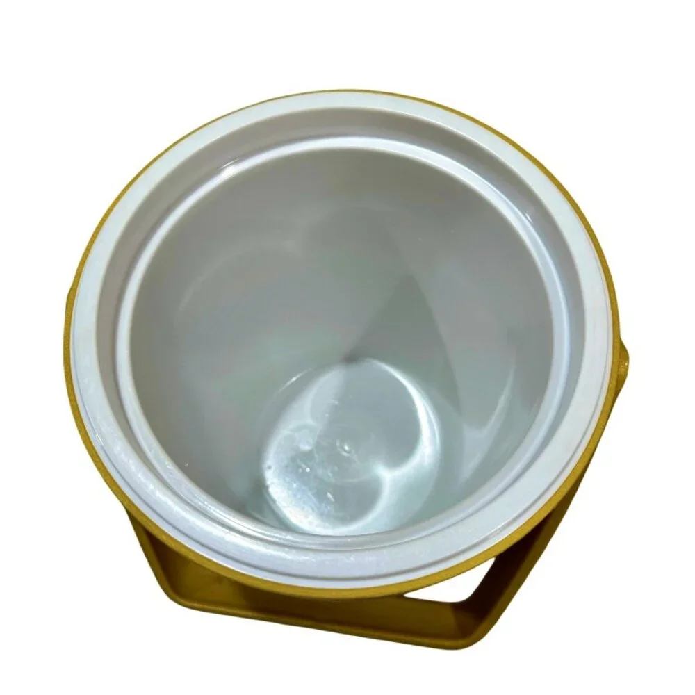 Vintage 1970s Rubbermaid Ice Bucket Harvest Gold 2260 Snowflake Lid Retro 9 Inch
